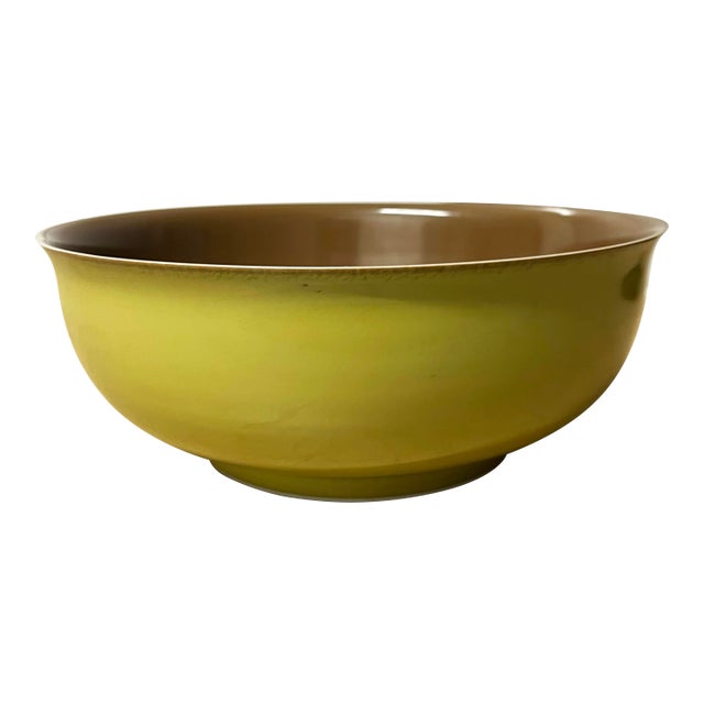 Large Chinese Two Tone Glazed Porcelain Bowl For Sale