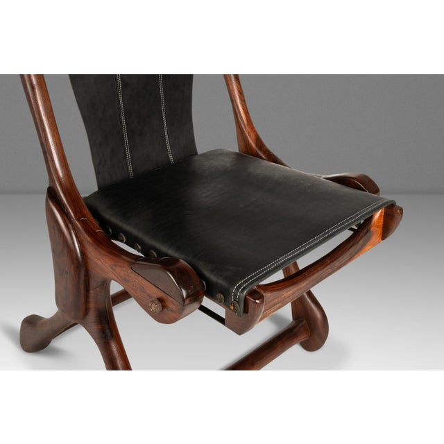 Rare Restored Mid-Century Modern "Sloucher" Sling Chair in Rosewood & Leather Attributed to Don S. Shoemaker for Señal Furniture, C. 1960s For Sale - Image 9 of 18