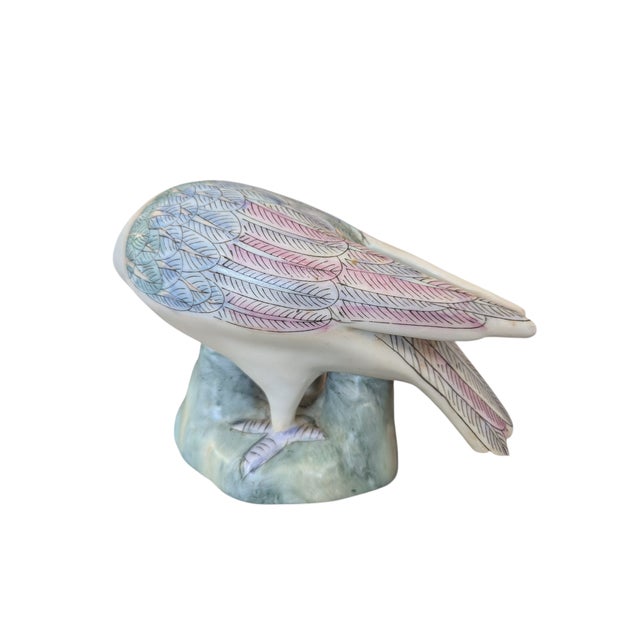 Ceramic Vintage Chinoiserie Porcelain Dove Bird Figurine For Sale - Image 7 of 12