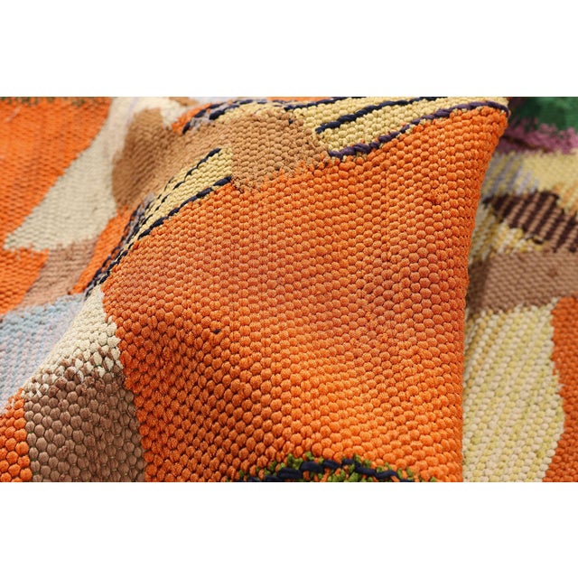 Orange Vintage Brazilian Tapestry Rug, 02'09 X 07'00 For Sale - Image 8 of 12