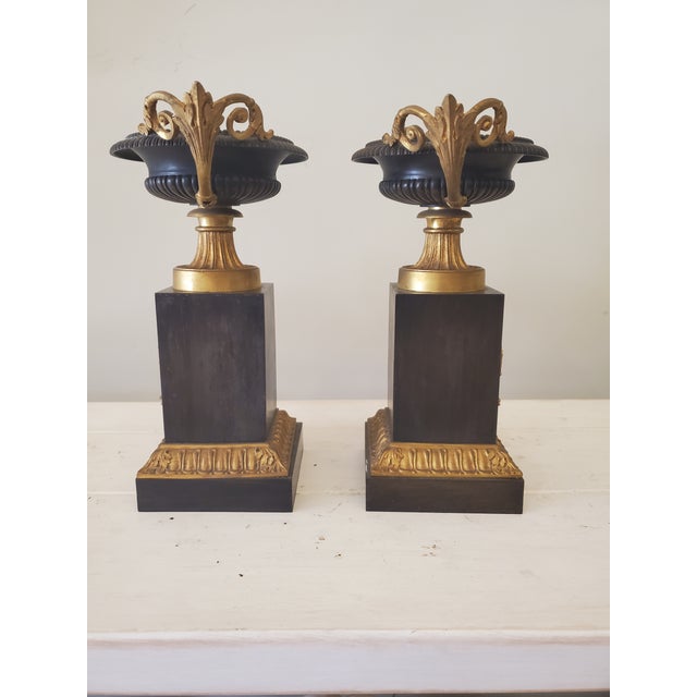 Bronze centerpiece urns, use as a accent decor.