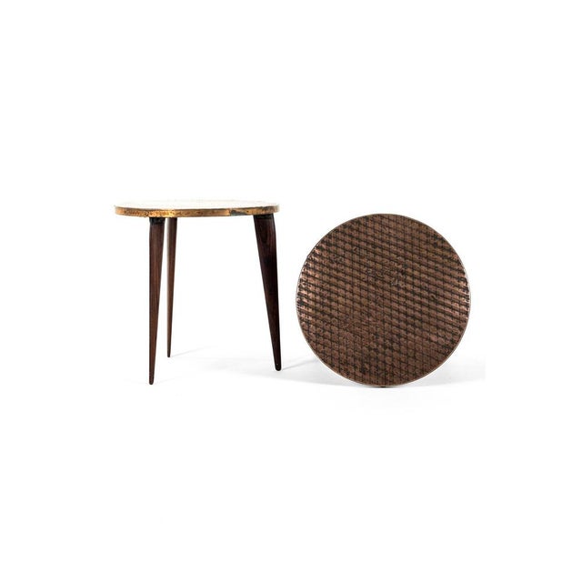 Metal Vintage Cocktail Tables with Copper Top, Set of 2 For Sale - Image 7 of 16