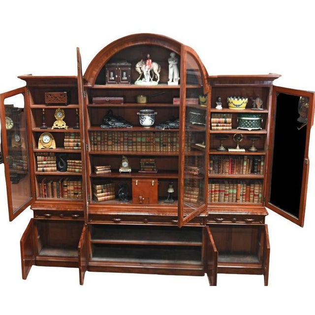 Superb monumental victorian mahogany breakfront bookcase in the lancashire gillows style made by a blain & son of...
