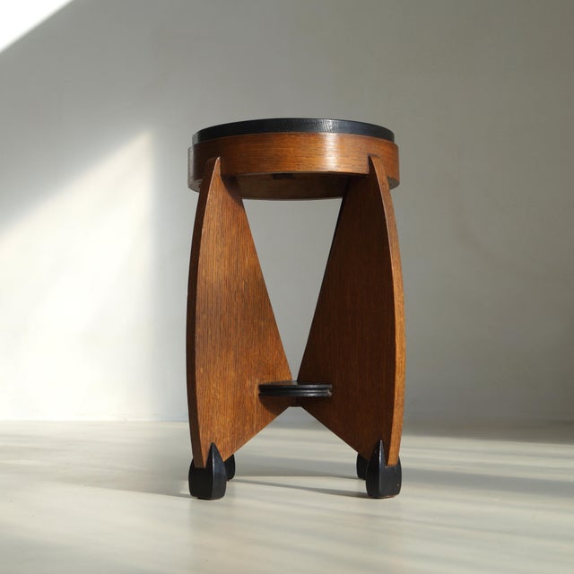 Dutch Art Deco Curvy Amsterdam School Accent Table by J.J. Zijfers, 1920s For Sale - Image 12 of 18