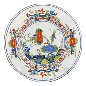 Japanese Style Faenza Soup Plate from Ferniani, Italy, 1760-1800
