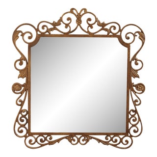 Drexel Heritage 'Tuscany' Scrolling Metal Frame Wall Mirror For Sale