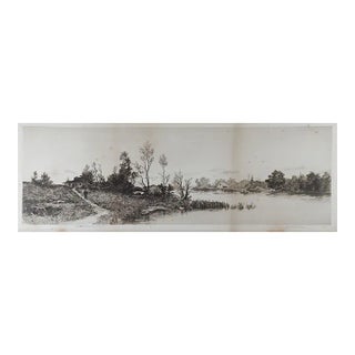 Antique Fisherman & Landscape Etching For Sale