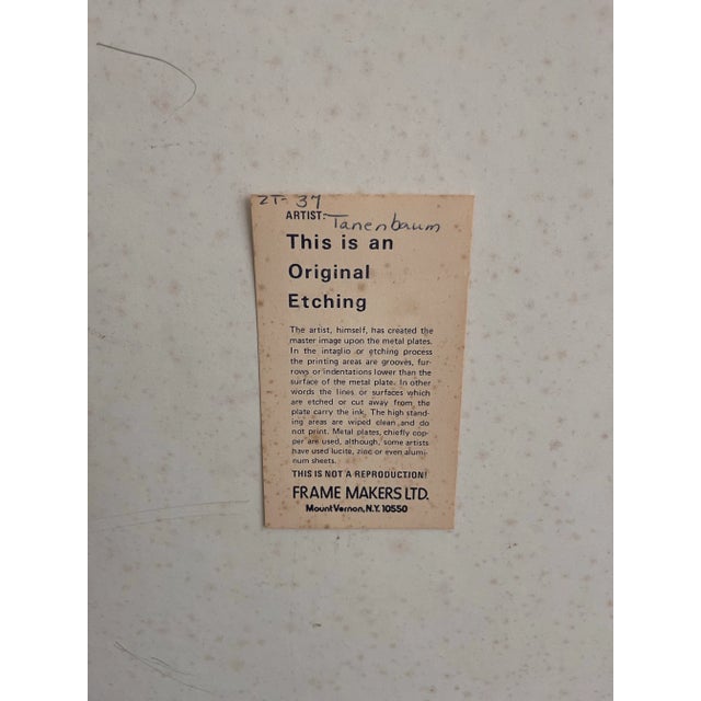 White Vintage Signed Etching Artwork For Sale - Image 8 of 12