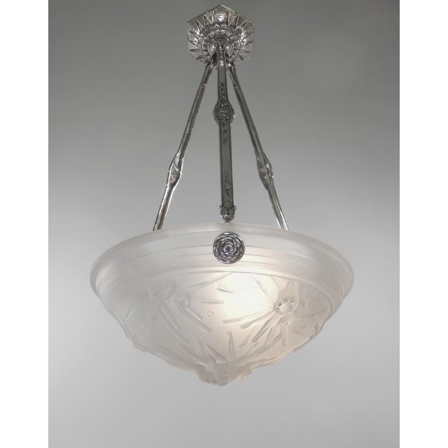 French Art Deco Pendant Light by Muller Freres 1920s France For Sale - Image 6 of 10