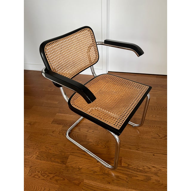 1970s 1970s Marcel Breuer Cesca Armchairs – Cidue, Italy (Black / Natural Cane), Set of 4 For Sale - Image 5 of 5