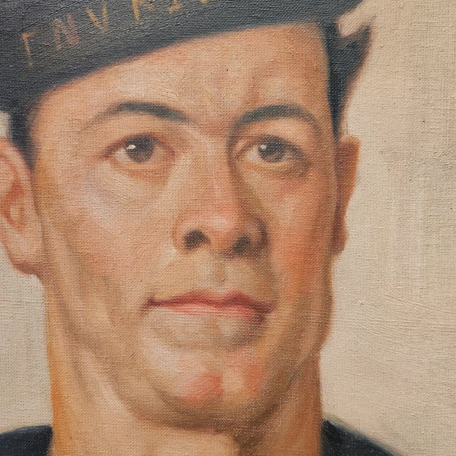 English 1990s Oil on Canvas Portrait Painting of a Sailor For Sale - Image 3 of 4