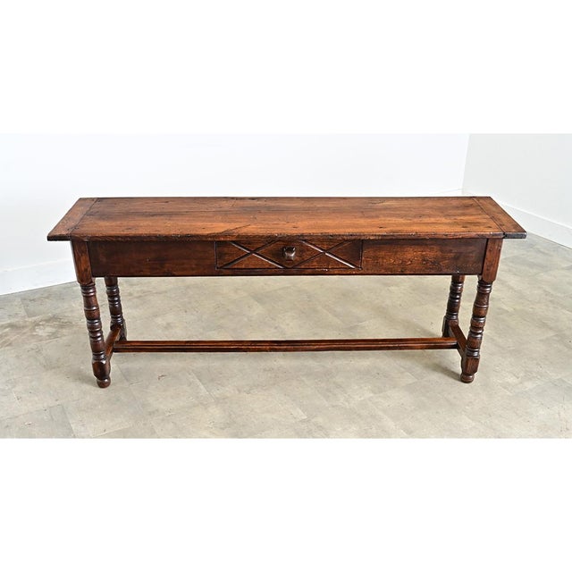 Wood French 19th Century Oak Server with Turned Legs For Sale - Image 7 of 18