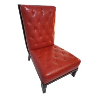 Red Tufted Leather William Switzer Armless Chair Dauphin For Sale