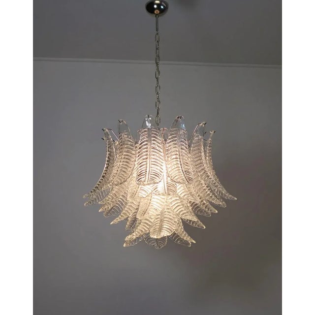 Transparent Italian Murano Six-Tier Trasparent Felci Glass Chandelier – 36 Glasses For Sale - Image 8 of 10