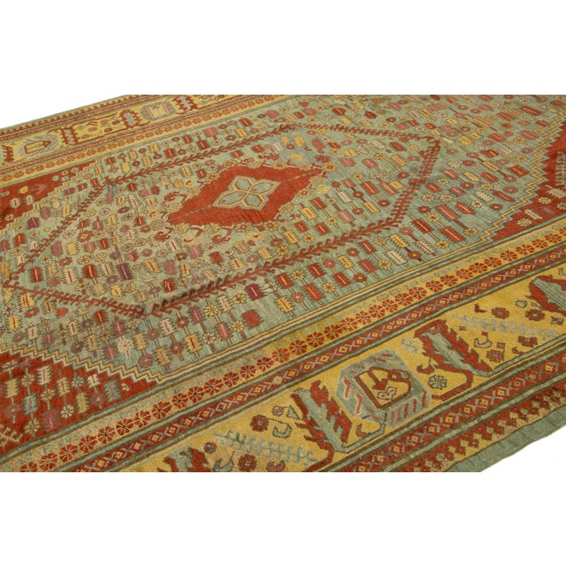 Late 19th Century 1880s Turkish Oushak Antique Wool Rug in Blue Featuring a Medallion Design For Sale - Image 5 of 10