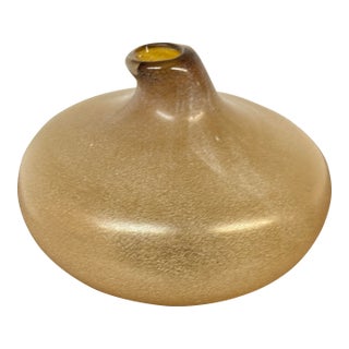 Amber Mottled Scavo-Style Art Glass For Sale