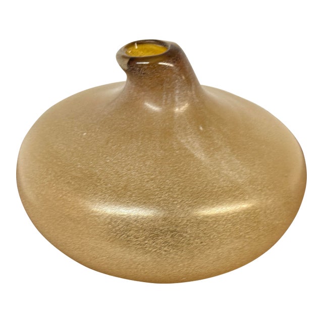 Amber Mottled Scavo-Style Art Glass For Sale