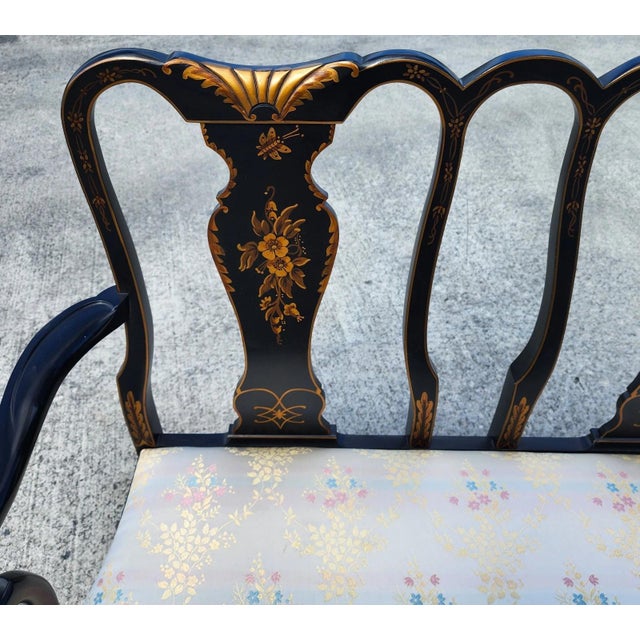 Chinoiserie Vintage Queen Anne Chinoiserie Bench For Sale - Image 3 of 15
