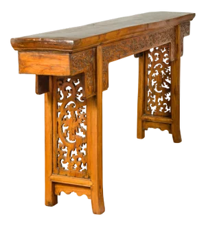 Chinese Ming Style Altar Table with Foliage Carved Frieze and Open Fretwork
