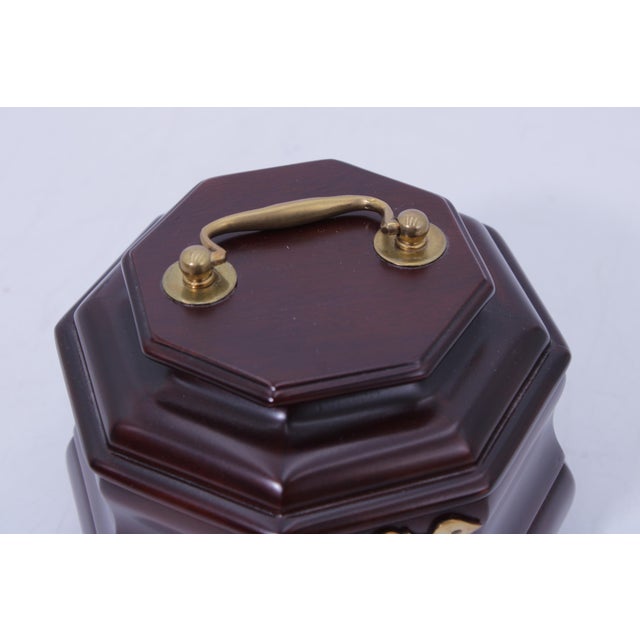 Virginia Metalcrafters Virginia Metalcrafters Mahogany Octogonal Tea Caddy For Sale - Image 4 of 13