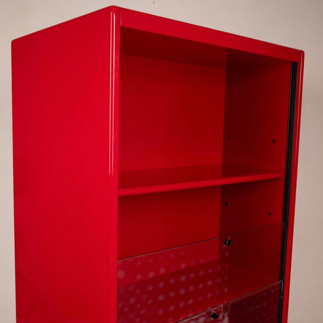 Double-Face Rotating Bookcase / Cabinet in Red Lacquer by Cini Boeri for Arflex, 1980 For Sale - Image 9 of 18