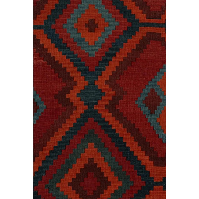 1950s 1950s Vintage Tribal Afghan Kilim Rug in Red With Medallions For Sale - Image 5 of 7