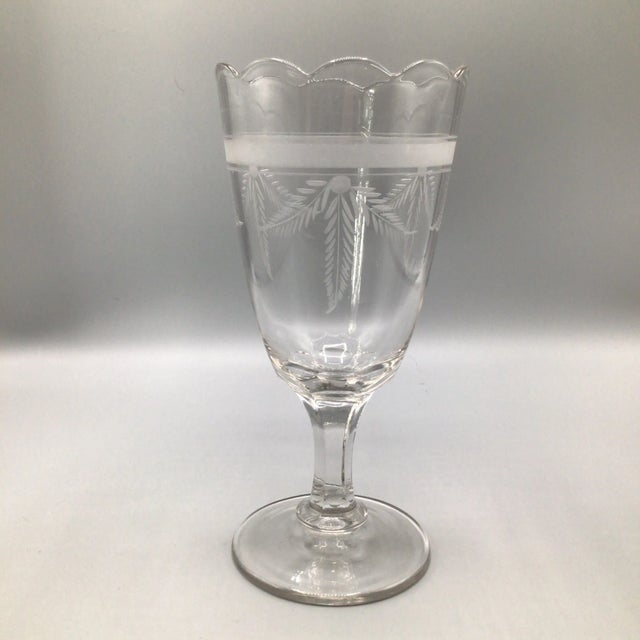 Fine etched celery leaves on a Federal Style celery vase with scalloped top edge. In the days when folks would be seated...