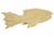 Hand-carved wood koi - like fish with highly textured fins, body, and tail in a natural light natural beige accented by a...
