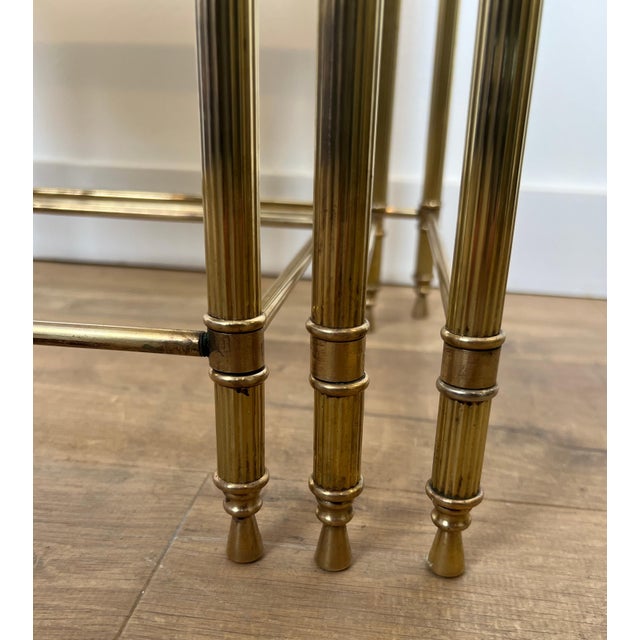 1940s Neoclassical style brass nesting tables by Maison Jansen For Sale - Image 12 of 12