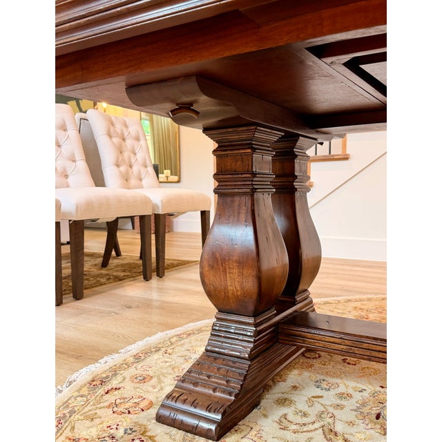 Brown Attributed to Jonathan Charles “Huntingdon” Extending Dining Table | Solid Wood | Seats 12 For Sale - Image 8 of 12