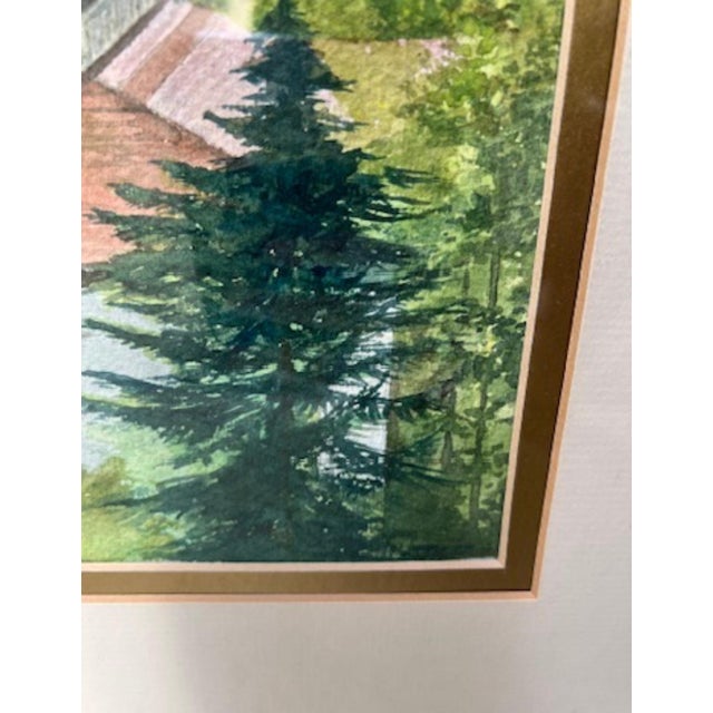 Framed European Village Landscape Watercolor, Signed Florence Strauss For Sale - Image 10 of 13