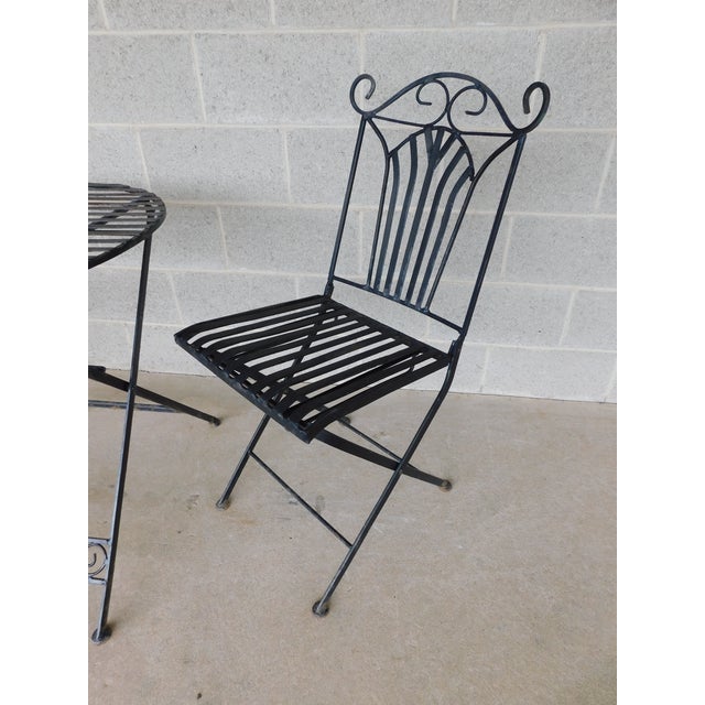 Vintage French Style Wrought Iron Outdoor Dining Bistro 3 Piece Set "B" For Sale In Philadelphia - Image 6 of 15