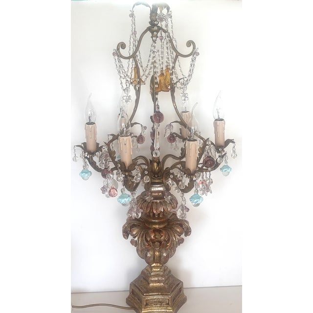 Vintage Murano Glass Floor Lamp in Wood and Metal, 1940s For Sale - Image 6 of 18
