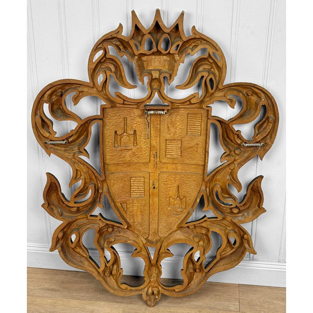 Vintage 38" Heraldry Coat of Arms Wall Art Hanging Sculpture For Sale - Image 13 of 14