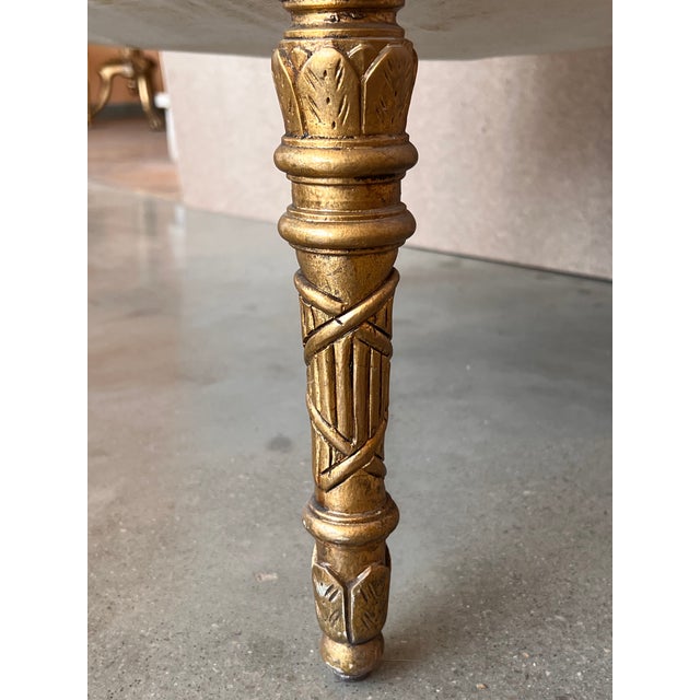 Pair of Louis XVI Style Giltwood Armchairs With Blue Klein Velvet For Sale - Image 12 of 13