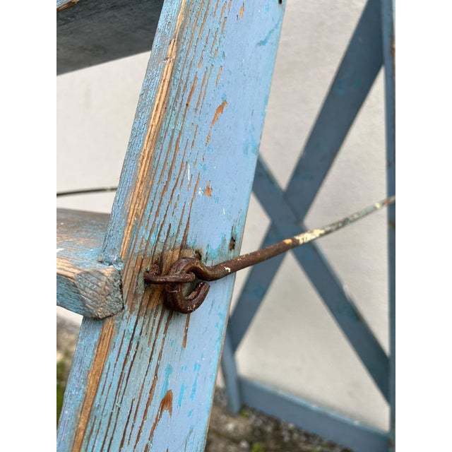 French Blue Painted Step Ladder, 1940s For Sale - Image 18 of 18