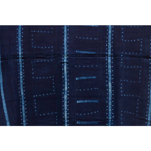 1960s Tribal Fade Indigo Mud Cloth For Sale - Image 5 of 8