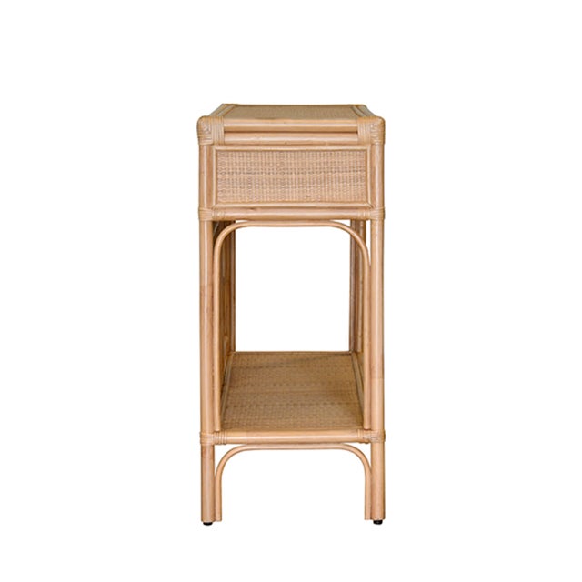 Wood Matthew Izzo Home - Gideon Natural Rattan Tow Drawer Console Table With Decorative Back For Sale - Image 7 of 8
