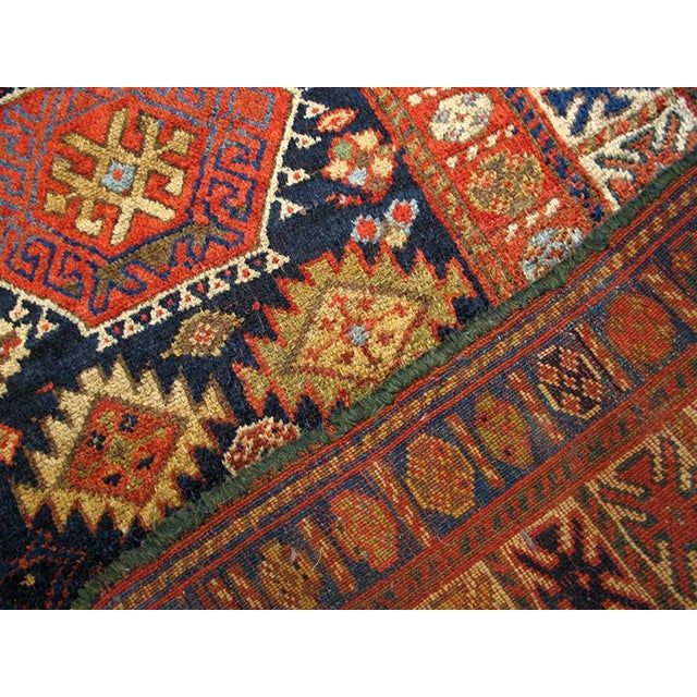 1890s Blue Navy Geometric Tribal Antique Persian Kurdish Rug 5'4" X 9'4" Handknotted Wool Carpet For Sale In New York - Image 6 of 6