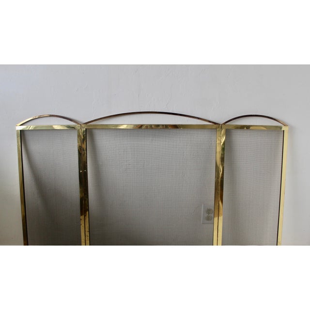 Vintage Neoclassical Style Brass Fire Screen Grille With 3 Panels For Sale - Image 16 of 18