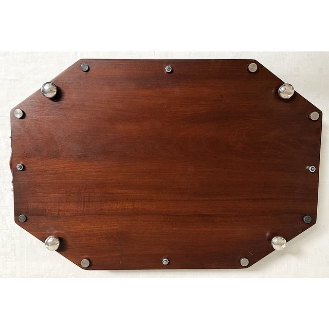 Antique English Silver and Mahogany Gallery Tray For Sale - Image 12 of 18