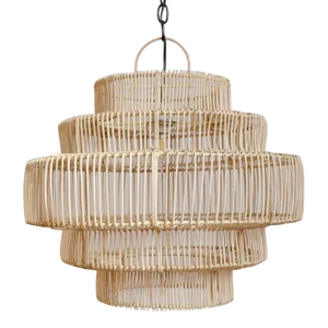 Cake Stack Rattan Pendant Light