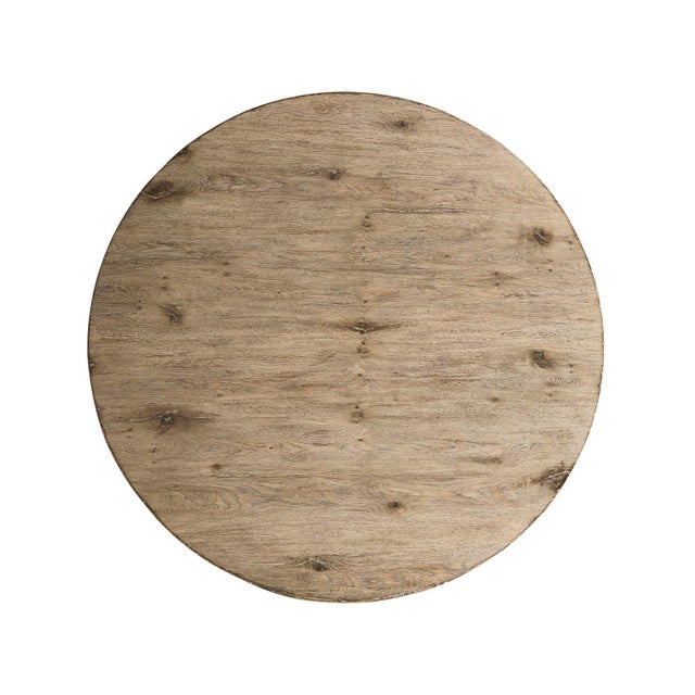 2020s Rustic Modern Round Pedestal Dining Table For Sale - Image 5 of 9