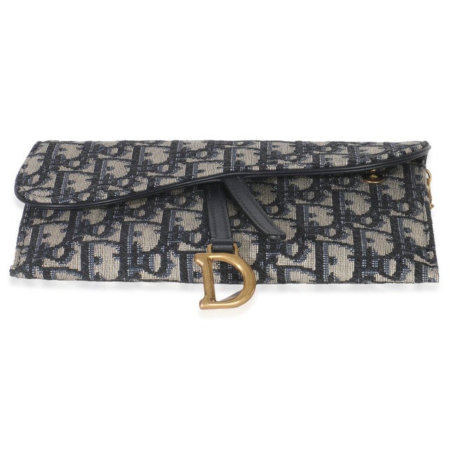2020s Blue Oblique Canvas Saddle Chain Pouch For Sale - Image 5 of 9