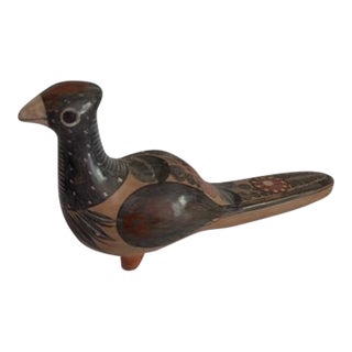 Mid-Century Mexican Painted Large Ceramic Bird Figurine For Sale