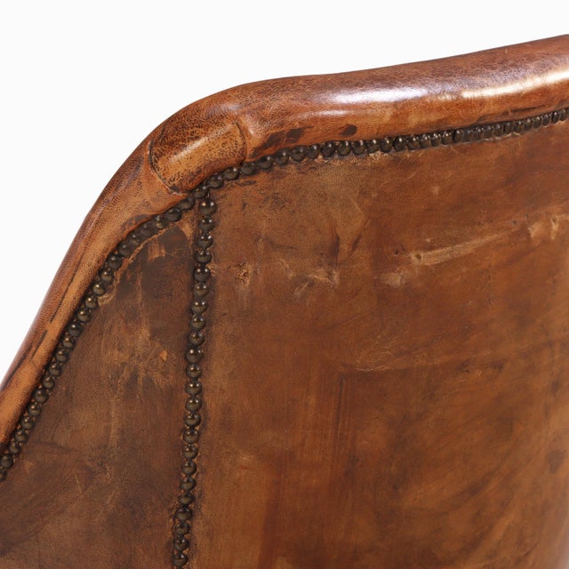 Mid Century Modern French Leather Club Chair, C. 1950. For Sale In Philadelphia - Image 6 of 10