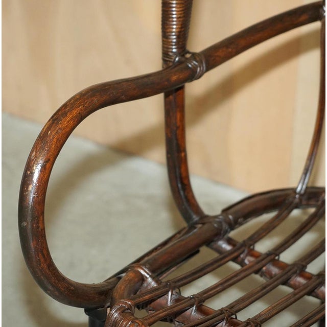 French Bamboo Steel Base Porters Wingback Armchair For Sale - Image 10 of 18