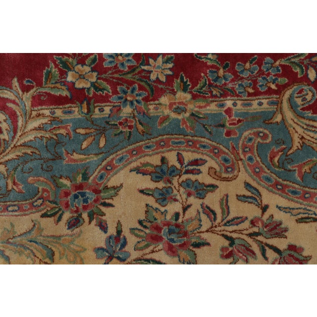 Oversized Antique Persian Kerman Lavar Rug in Red With Floral Medallion For Sale In New York - Image 6 of 10