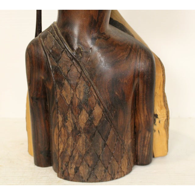 Mid 20th Century Maasai Warrior Hand Sculpted Busts - Set of 2 For Sale - Image 12 of 15