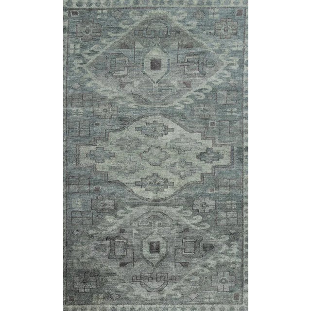 Tribal Large Modern Khotan Rug With Geometric Design in Various Shades of Green and Brown For Sale - Image 3 of 5